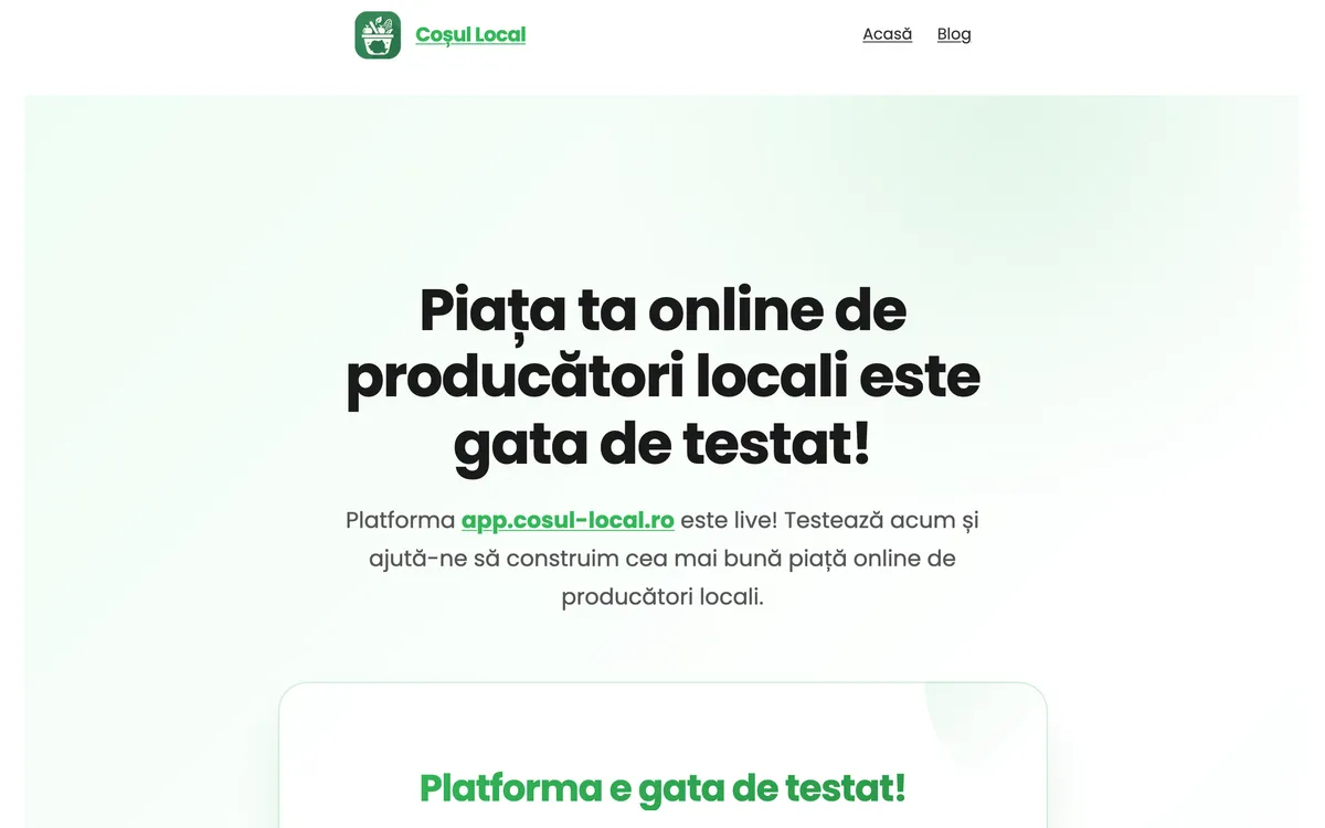 Coșul Local Homepage Screenshot