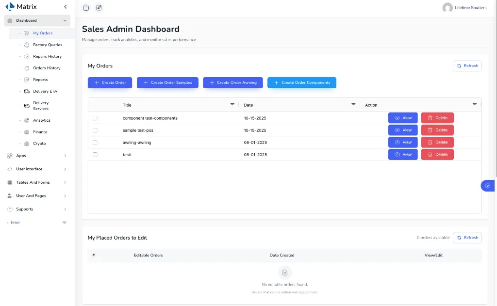 Sales Admin Dashboard
